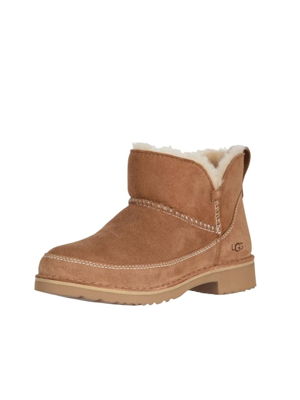 <<Ugg Melrose Chestnut Ankle Suede Shearling Booties - Sz 9